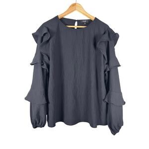 ODDY Black Ruffle Sleeve Blouse Large